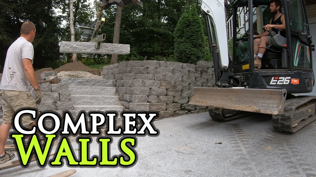 Installing 2 Retaining Walls with Inset Granite Steps
