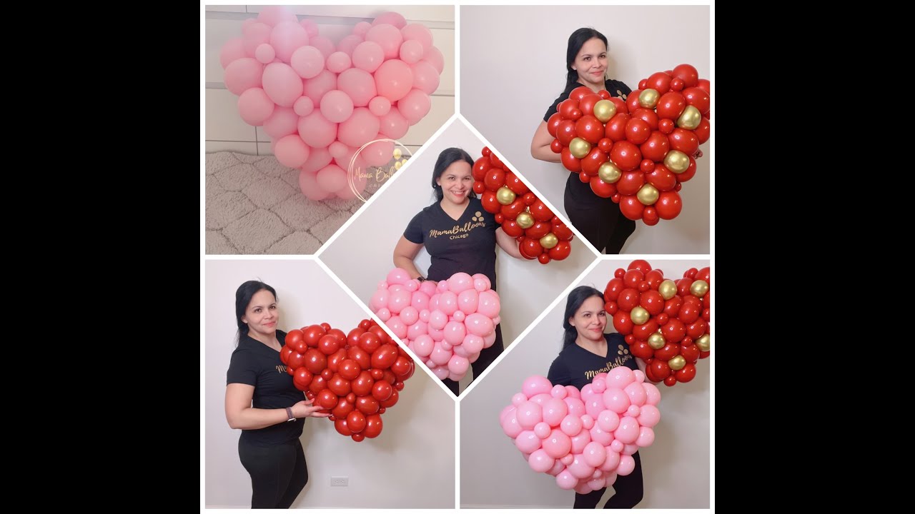 Corazón acolchado de globos ideal para tus decoraciones.