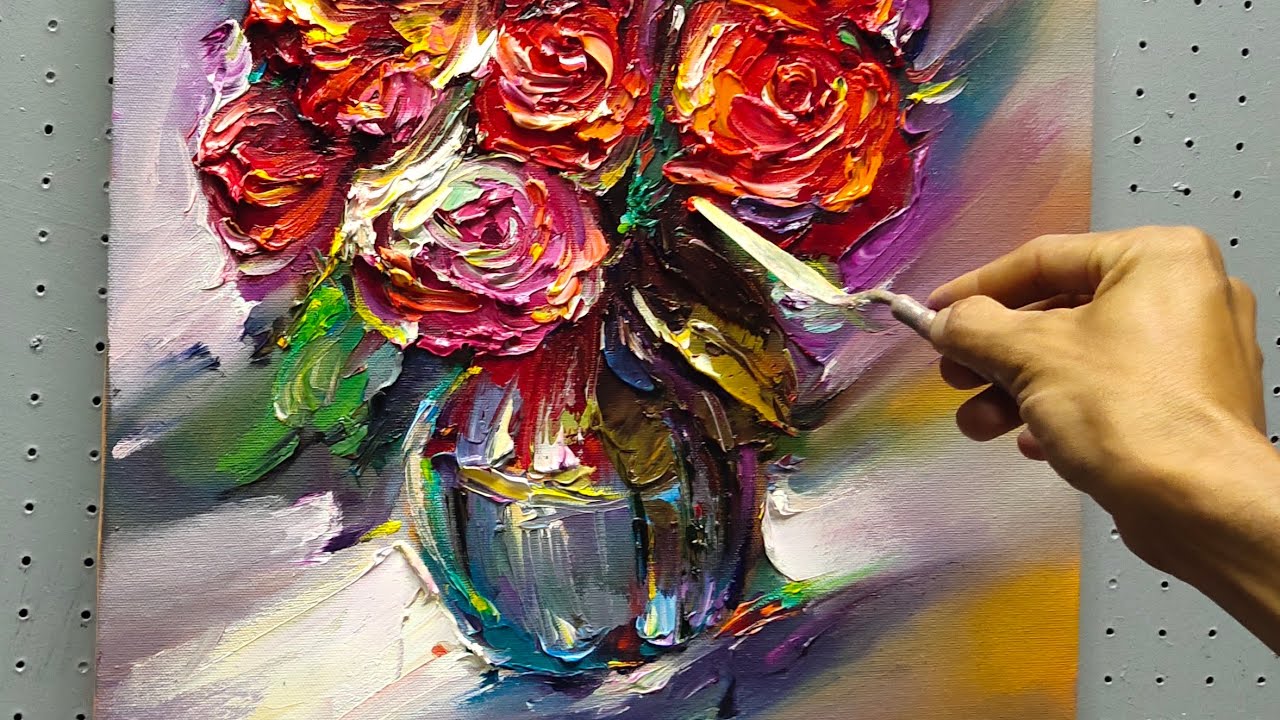 still life/paint with palette knife/*roses painting sieries*