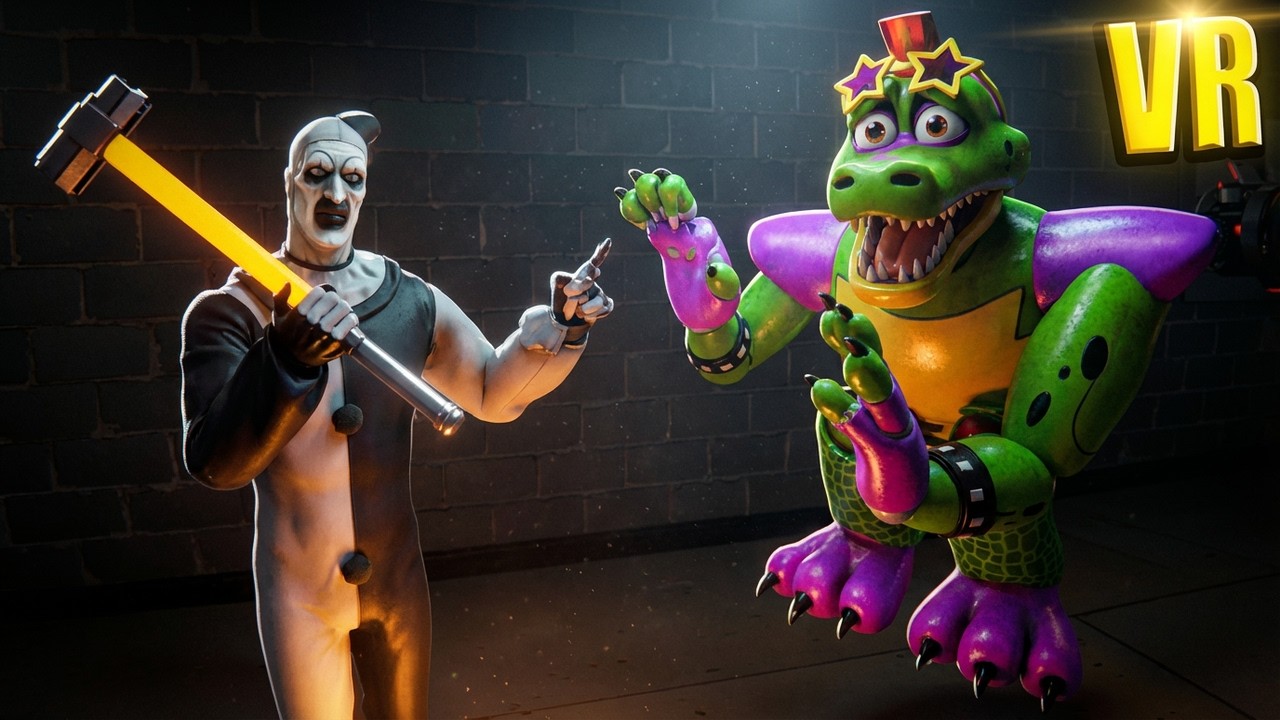 VR Пугаю Гига Монти клоуном в Бонелаб FNAF COOP Bonelab Mod Мимик вернулся