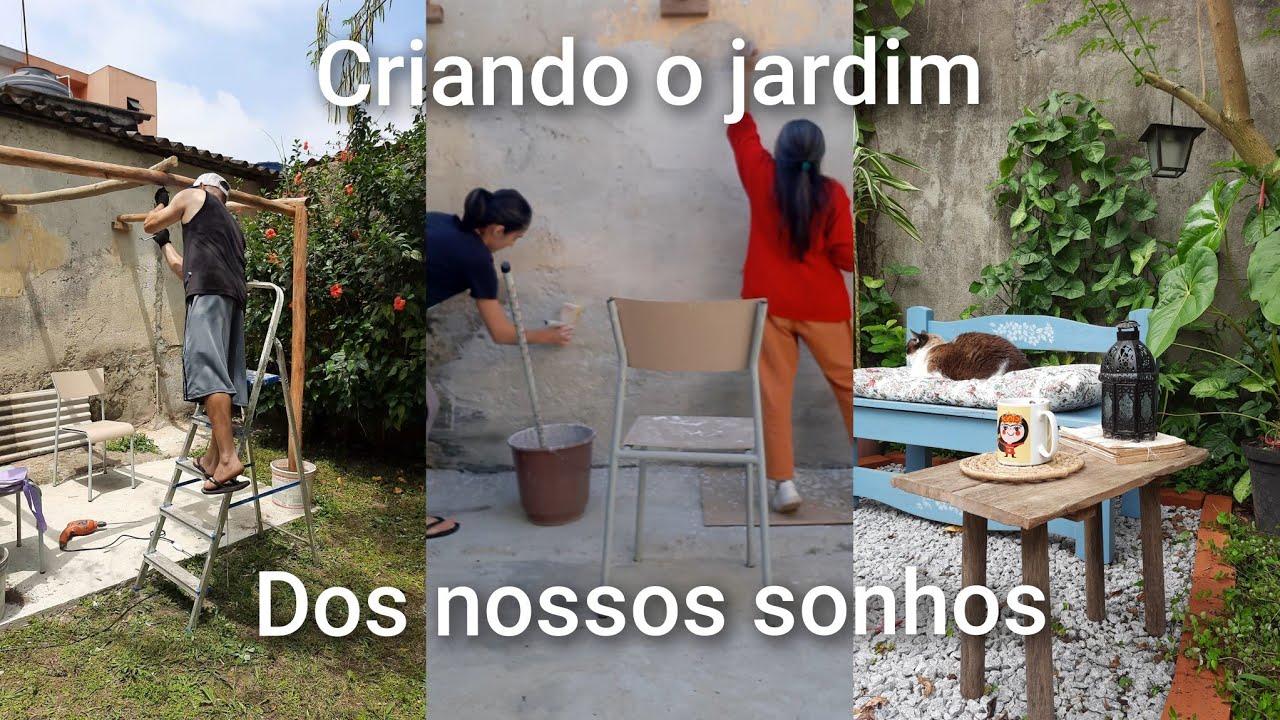 Fizemos um pergolado rustico e nosso primeiro recebido ☘️ ep 02 transformação de jardim/quintal 