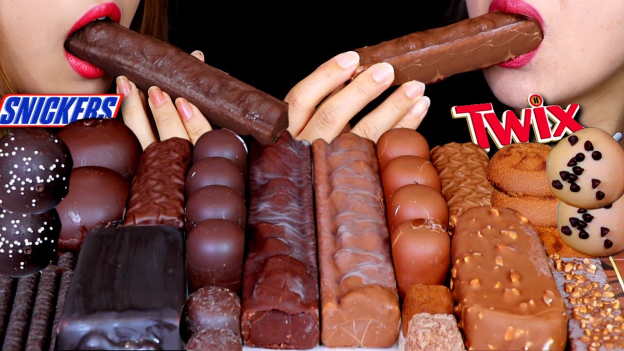 ASMR MILK + DARK CHOCOLATE CANDY ICE CREAM BAR, CHOCOLATE MARSHMALLOW, CAKE POPS, MAGNUM ICE CREAM먹방