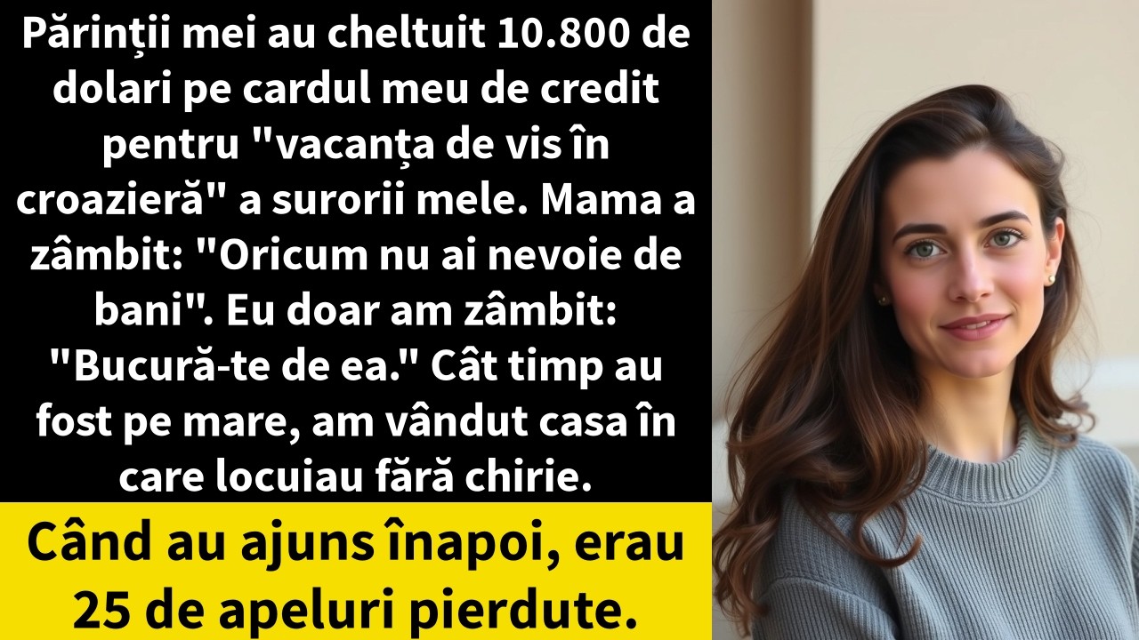 Părinții mei au cheltuit 10.800 de dolari pe cardul meu de credit pentru vacanța de vis în croazieră