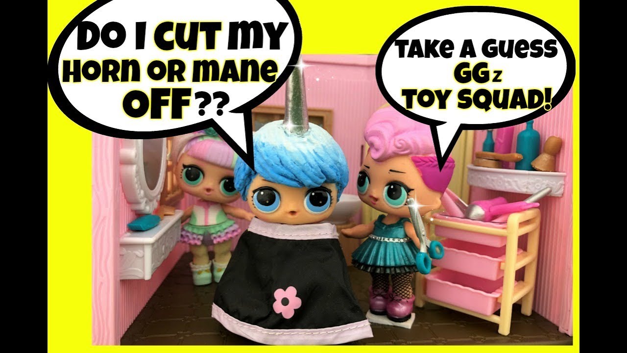 LOL Surprise Unicorn Boy 🦄Does Blue Ombre Cut Off His Horn or Mane ? GG Custom 🦄 Doll Story Video