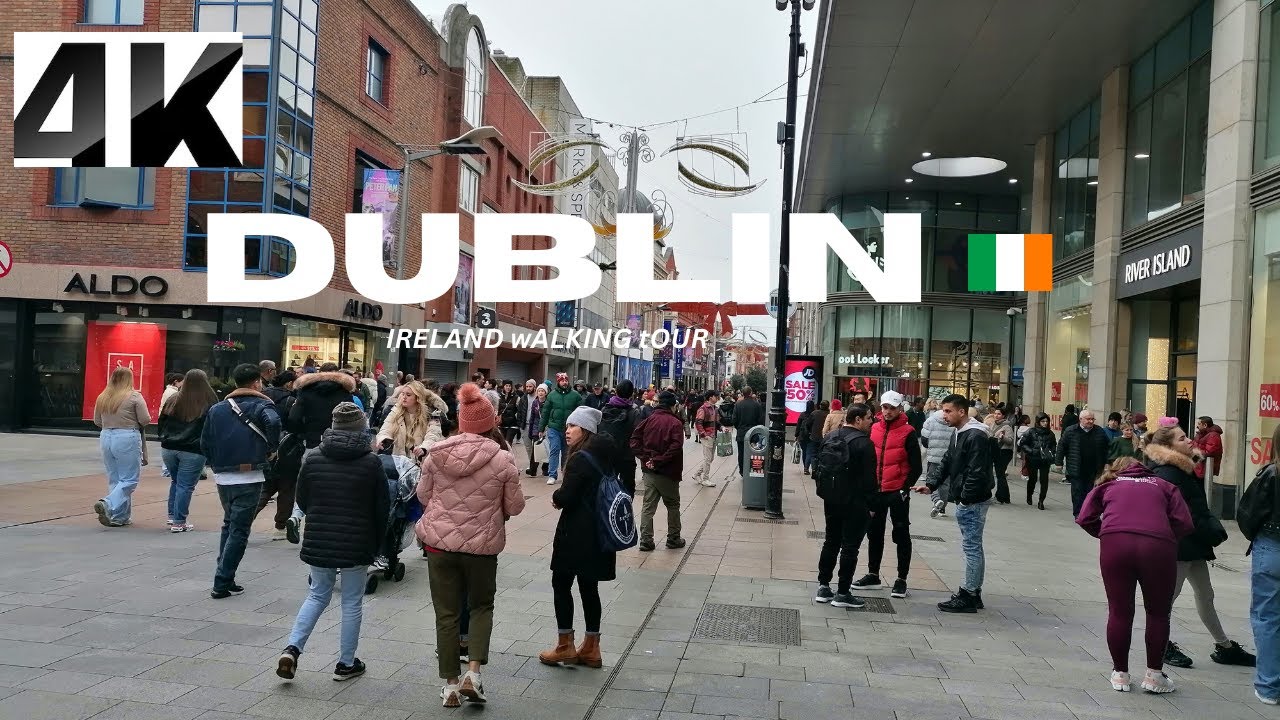 Dublin city Ireland Walking Tour 4K 2 hours ambiance (HDR 60fps)🇮🇪