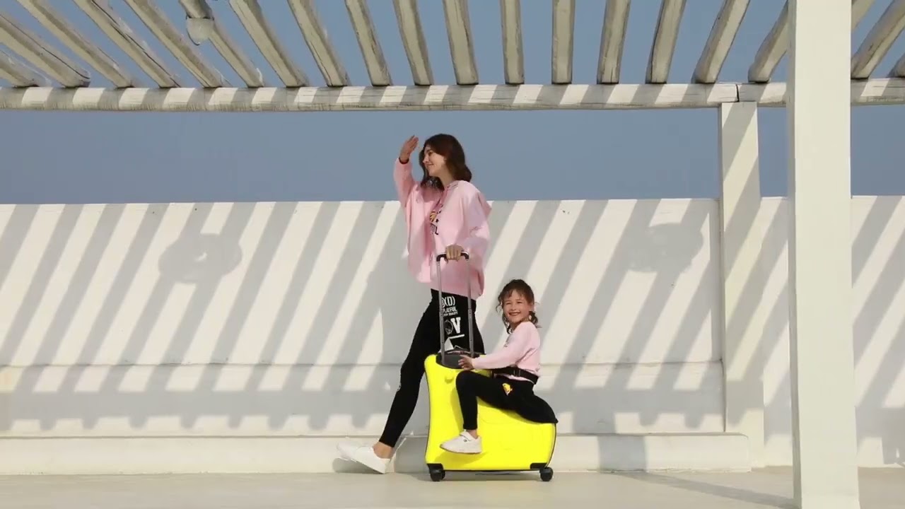 Ride-On Suitcase for Kids Carry-On Luggage with Wheels Travel Suitcases