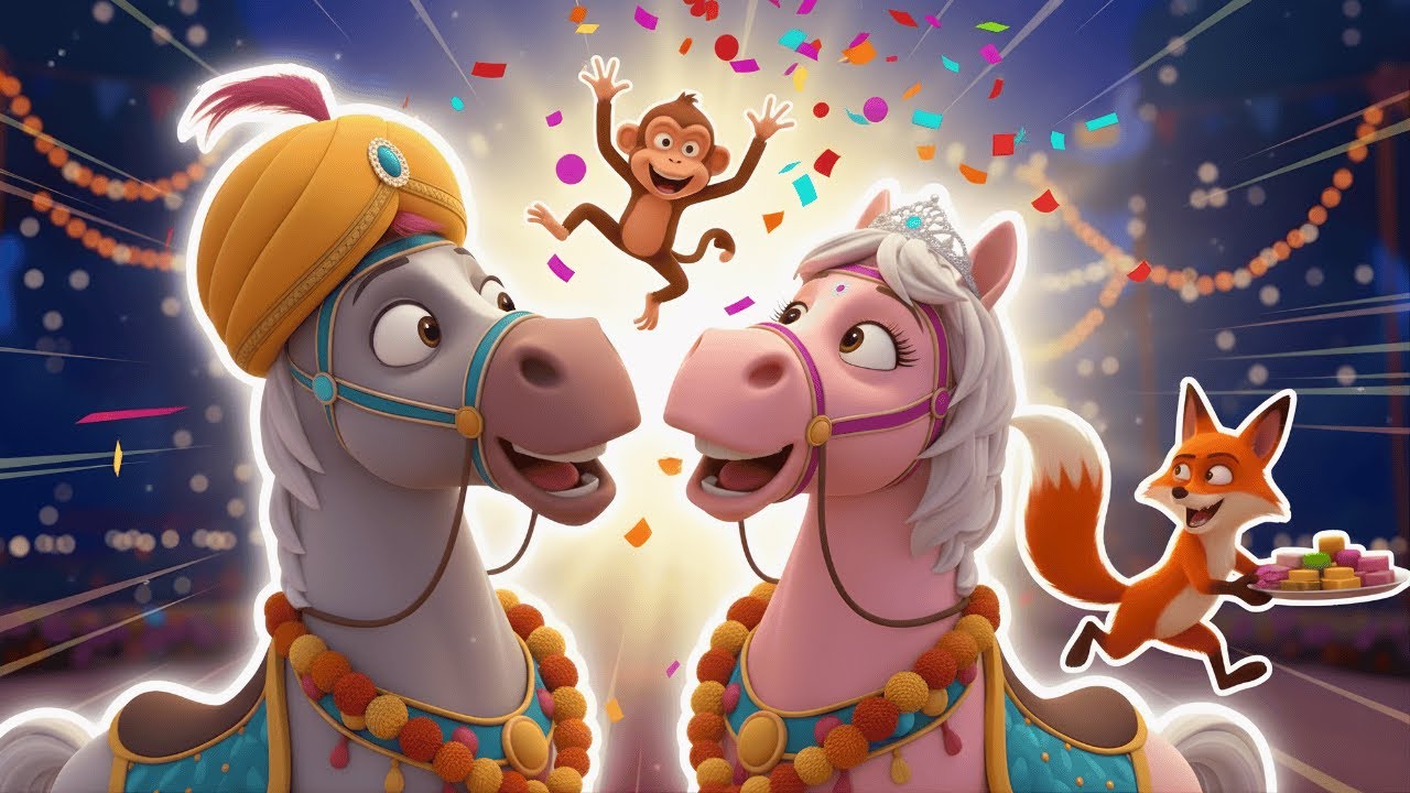 Ghode Ki Shaadi | Cute Animal Wedding Dance Song | Cartoon 3D Kids Video | Fun Jungle Baraat