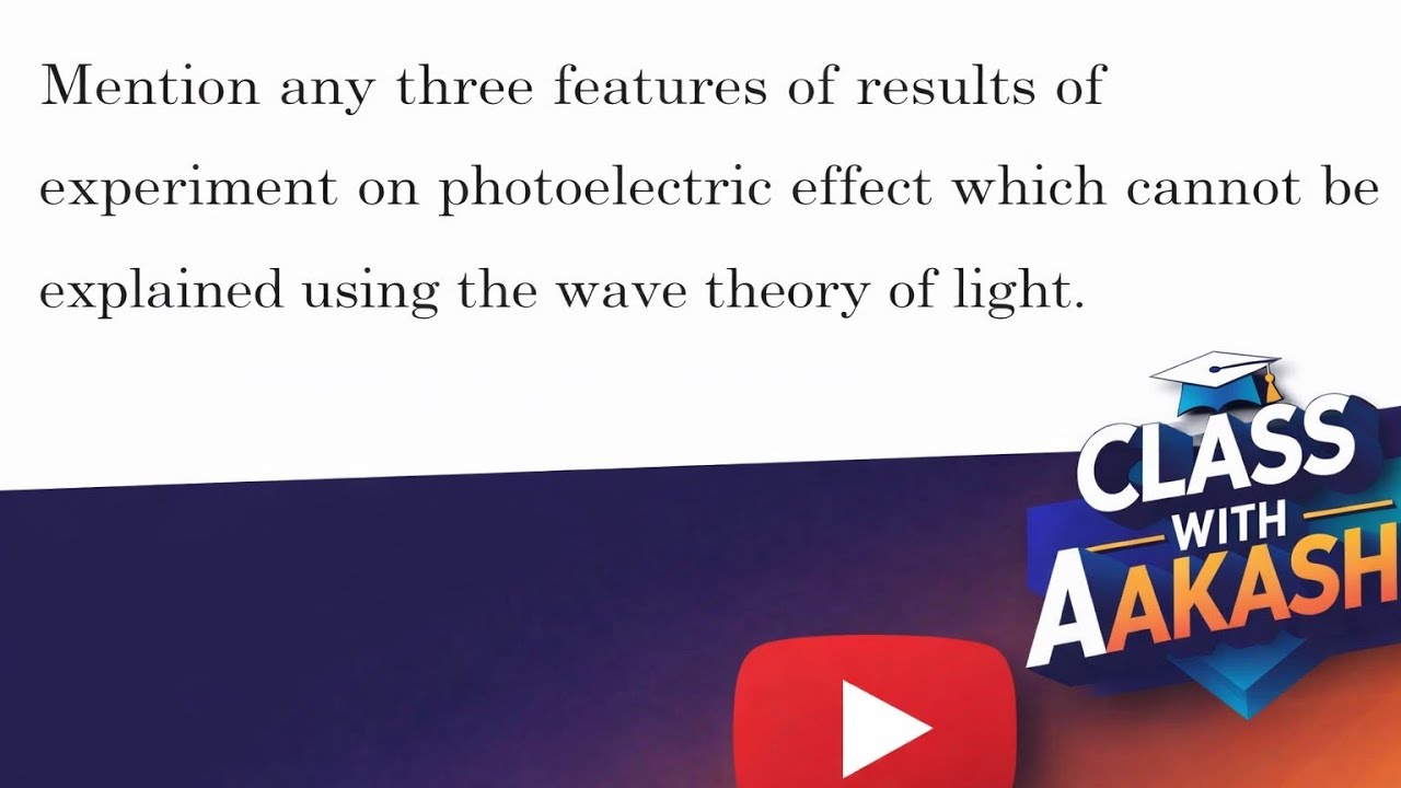 Mention any three features of results of experiment on photoelectric effect which cannot be explaine