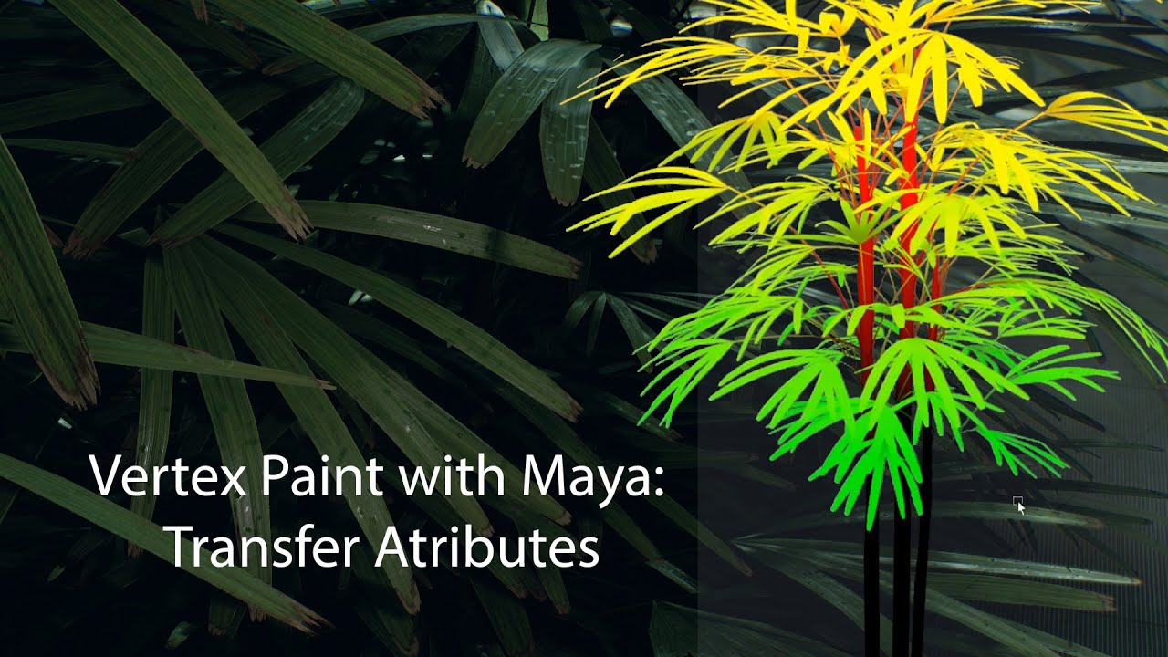 Using Maya's transfer attributes to quickly Vertex color Vegetation