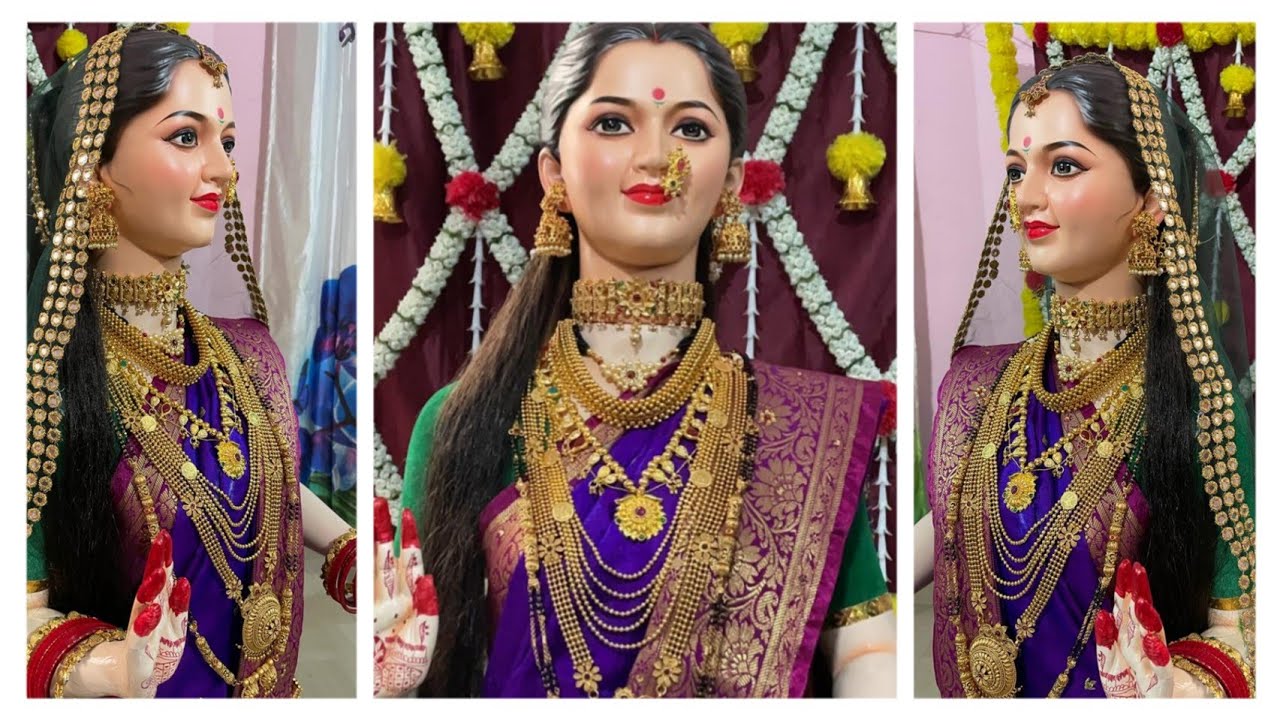 महालक्ष्मीला🌺गौरीला धोती साडी कशी नेसवायची / सोपी पद्धत /gaurai dhoti style Sadi dropping