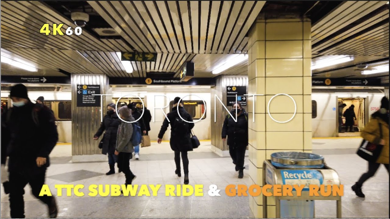 Toronto Subway Ride & Pizza Run - Taking The Train From Donlands To College & Heading To Loblaws -4K