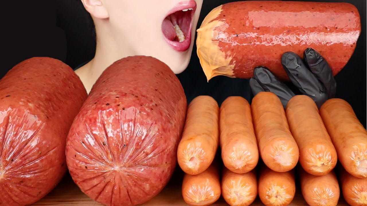 ASMR SAUSAGE CHEESY PARTY MUKBANG COOKING 대왕소세지 먹방 치즈소스 ソーセージ チーズ 咀嚼音 モッパン Sosis EATING SOUNDS