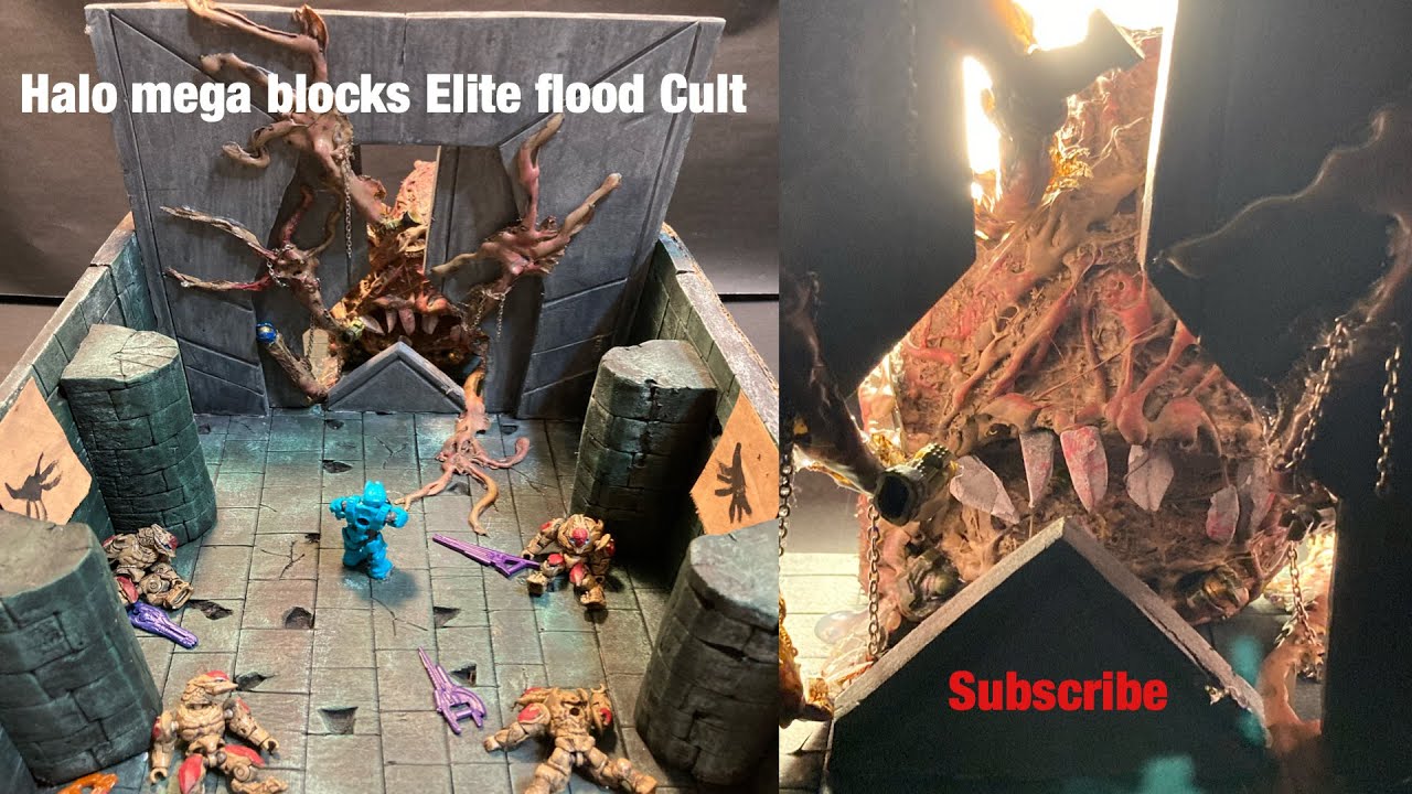 Halo mega bloks MOC/diorama Elite Flood Cult the making of a Proto gravemind Spartans final fight
