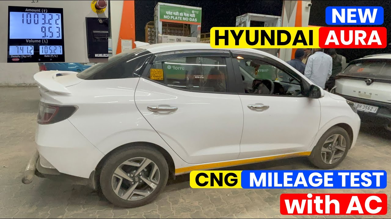 Hyundai Aura Cng Mileage Test With Ac🔥 | Aura Sx cng mileage test | Aura SX Cng 2025