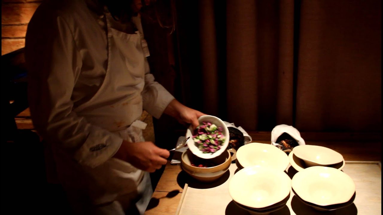 Magnus Nilsson saws bone marrow at Fäviken