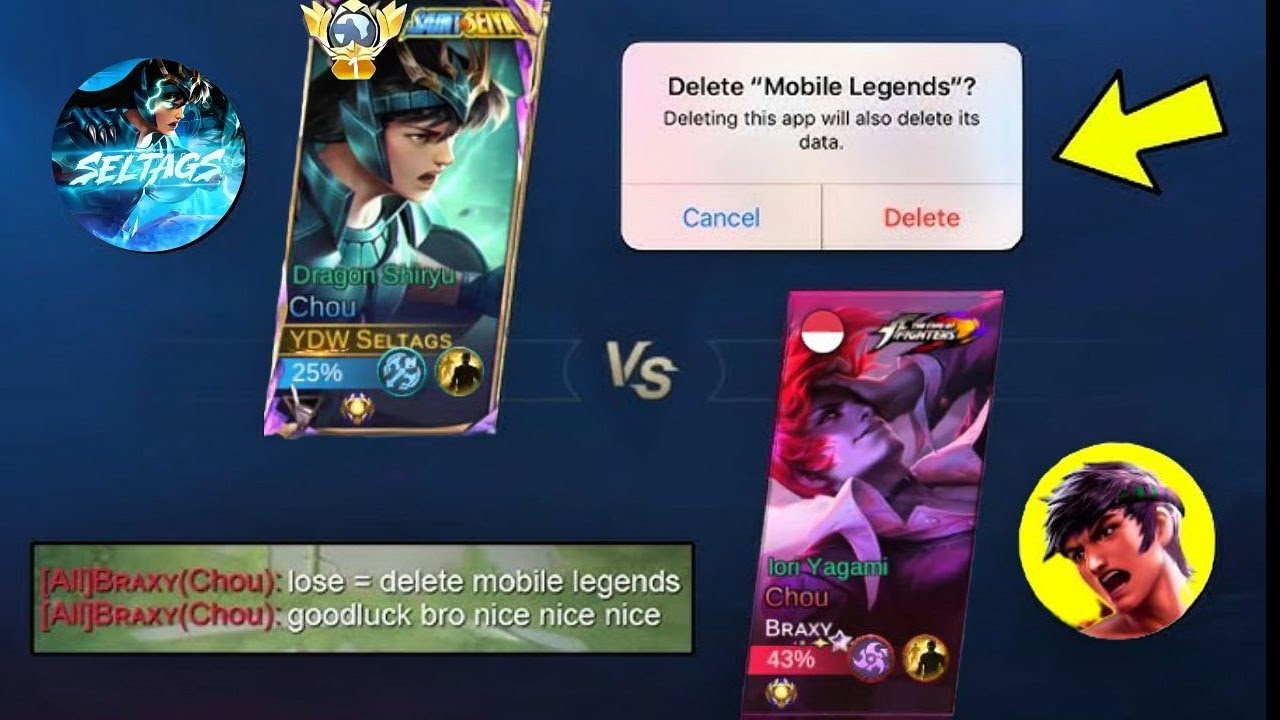 Chou vs Chou | SELTAGS vs @RealBraxy - LOSE = DELETE MOBILE LEGENDS 