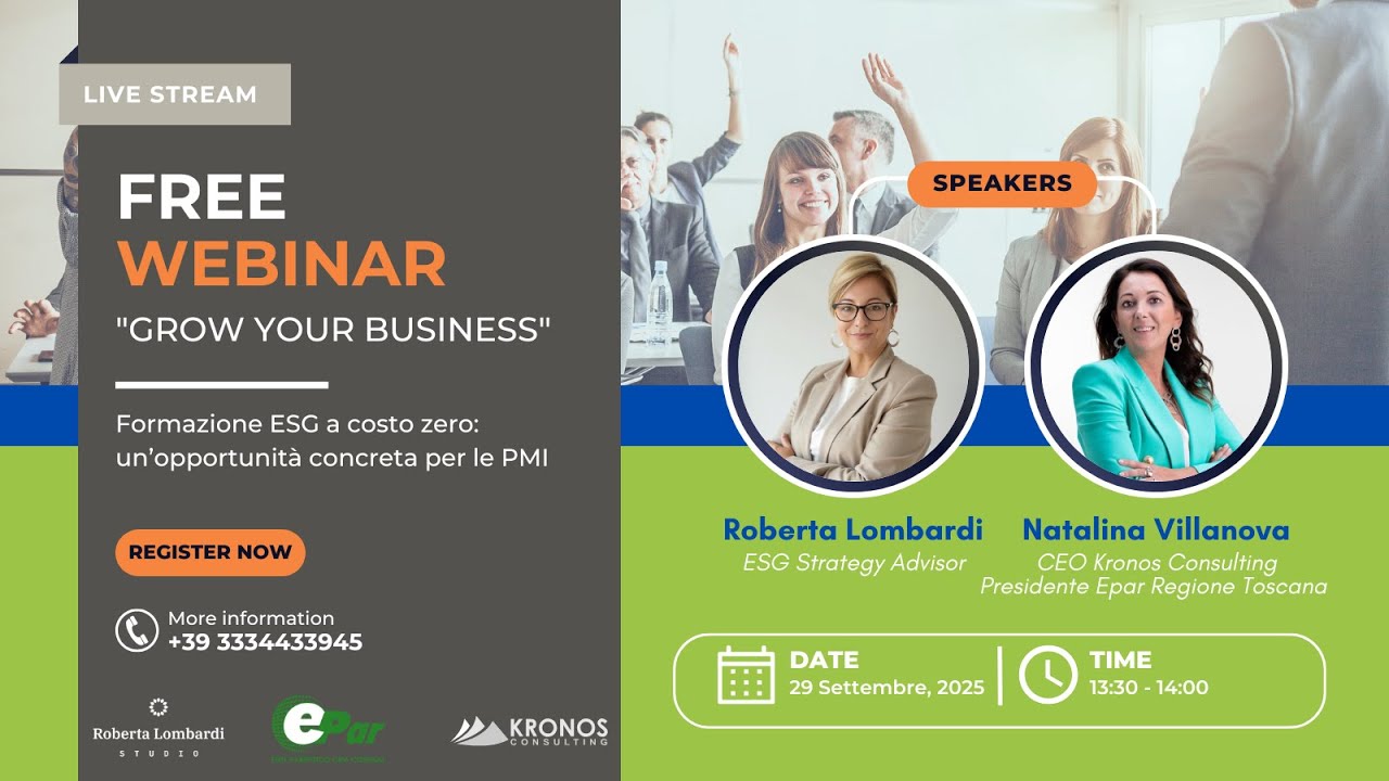Grow your business: formazione ESG a costo zero, un'opportunit&agrave; per le PMI