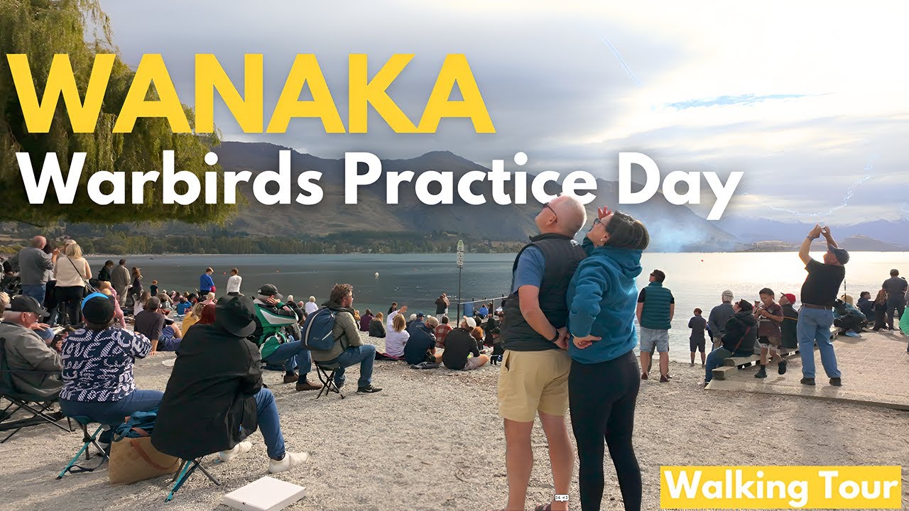 Warbirds Over Wanaka Practice Day - Evening walk during free air show - 4K 60fps with captions