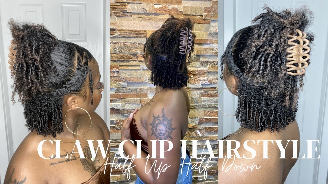 Half Up Half Down Claw clip Tutorial on Natural Hair | Short Hair friendly