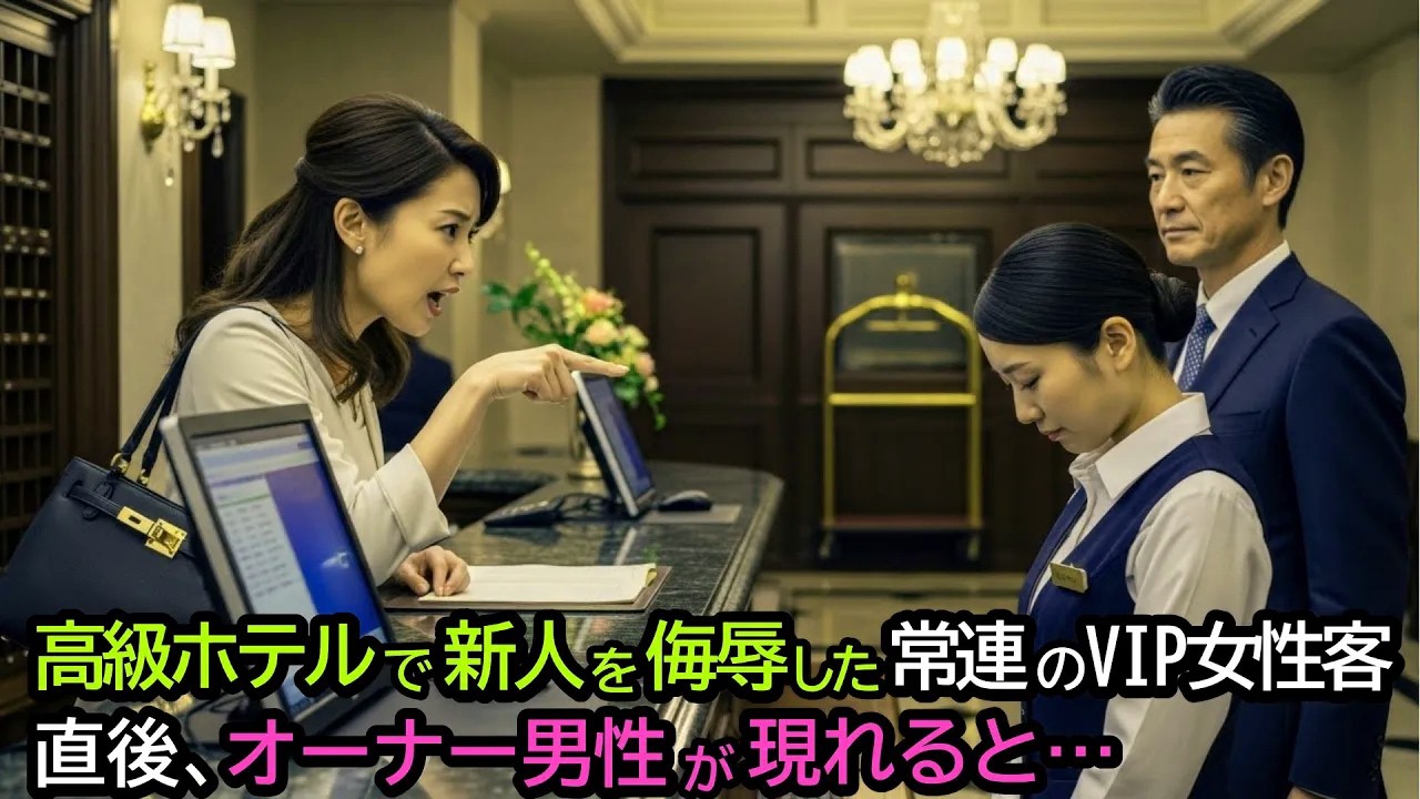 高級ホテルで新人を侮辱した常連のVIP女性客。直後、オーナー男性が現れると…