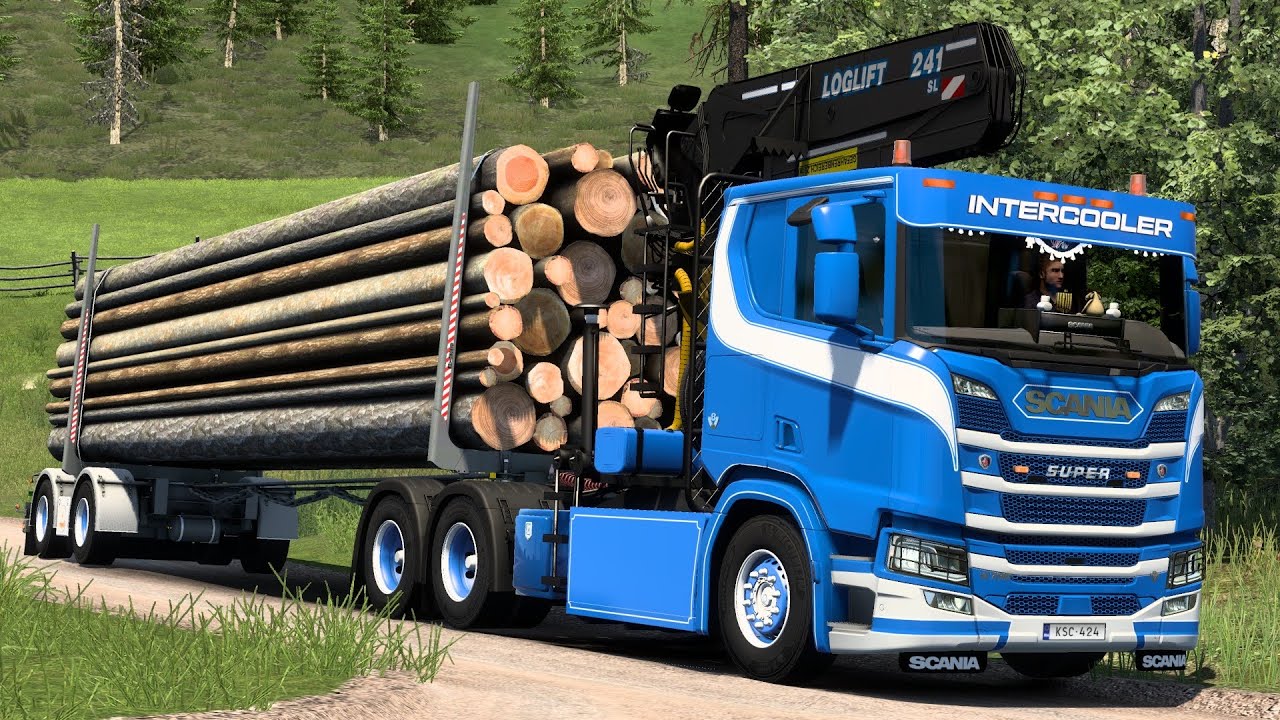 Log Lifter Timber Truck 🚚🌲 Scania R Nexgen | 🔊 DC16 V8 Sound Mod | ETS2 Mods Gameplay