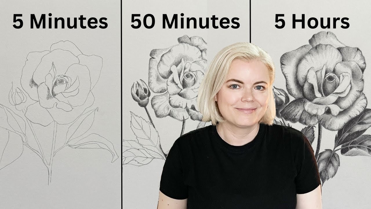 Drawing in 5 minutes vs 50 minutes vs 5 hours
