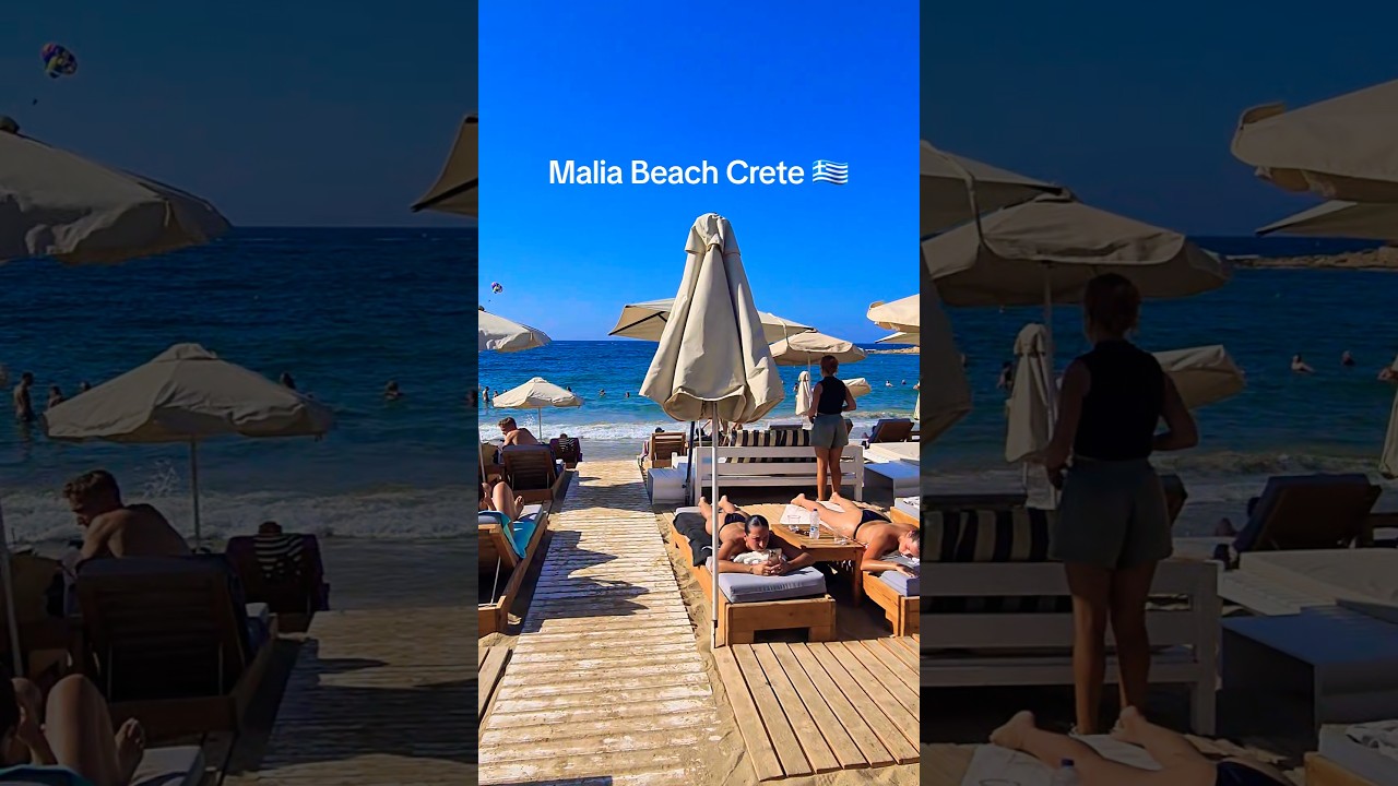 Malia Beach Crete 🎬💙🇬🇷One of the most beautiful beach from Crete 🇬🇷💙🎬Music Vibe 📷📽Relax and Enjoy