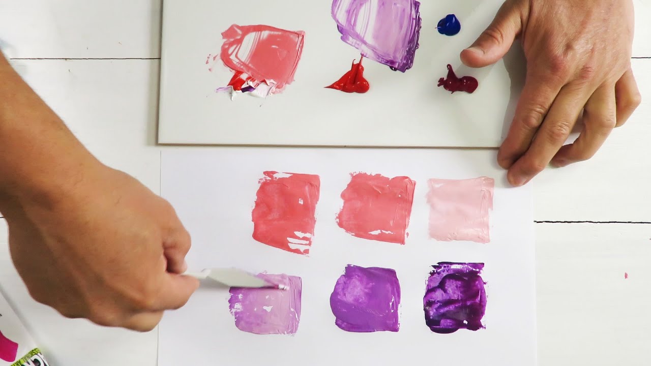 How To Make Purple And Pink Colour Easy Using Primary Acrylic Paints