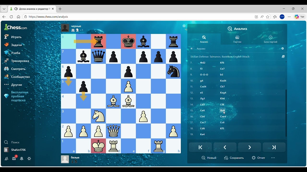 Доска анализа и редактор PGN   Chess com — Личный  Microsoft​ Edge 2026 02 01 17 28 05