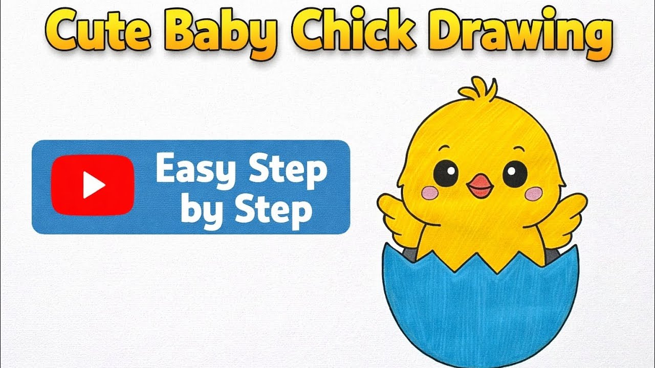 Cute Baby Chick Drawing | Easy Chick Drawing for Beginners | Step by Step
