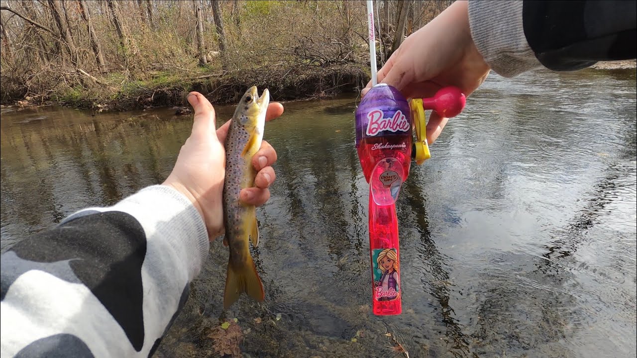 Fishing For WILD TROUT With A BARBIE ROD!
