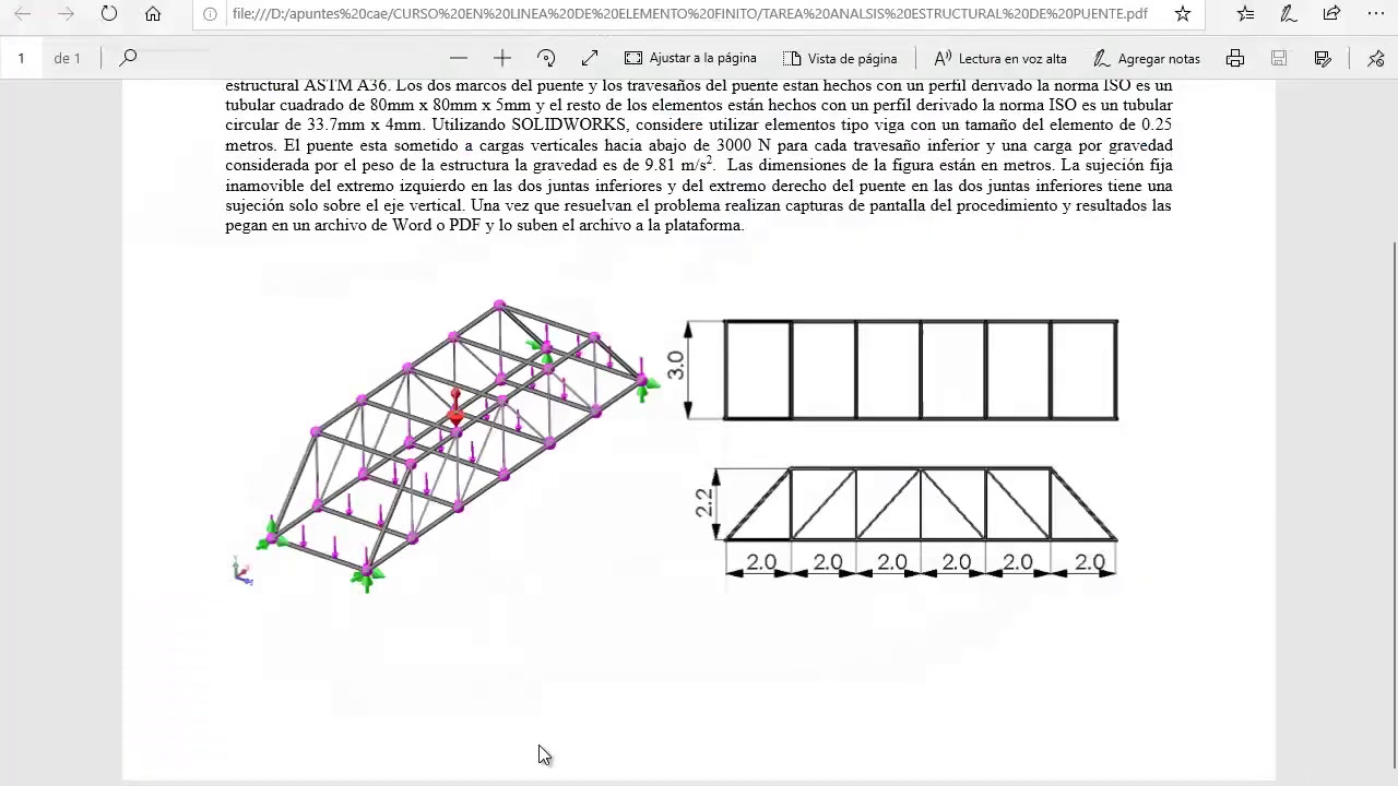 Análisis estructural de un puente utilizando solidworks