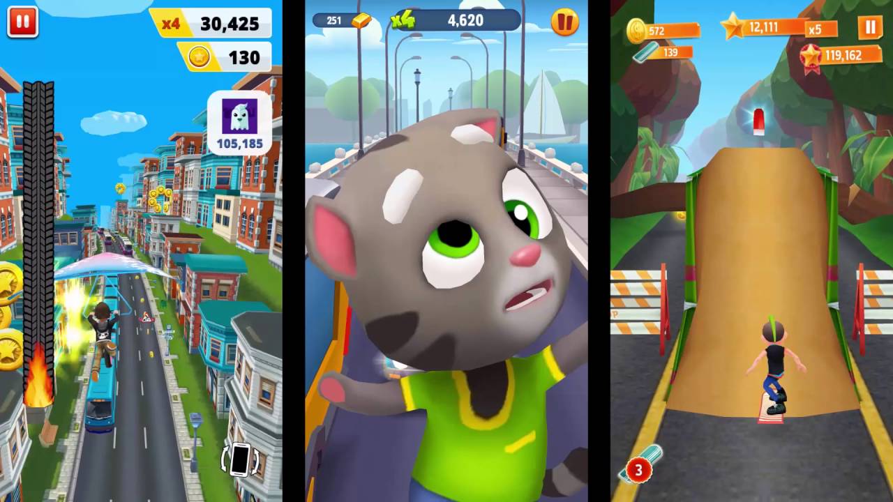 Tom Gold Run VS Bike Racing Bike Blast VS Bus Rush HD comparison