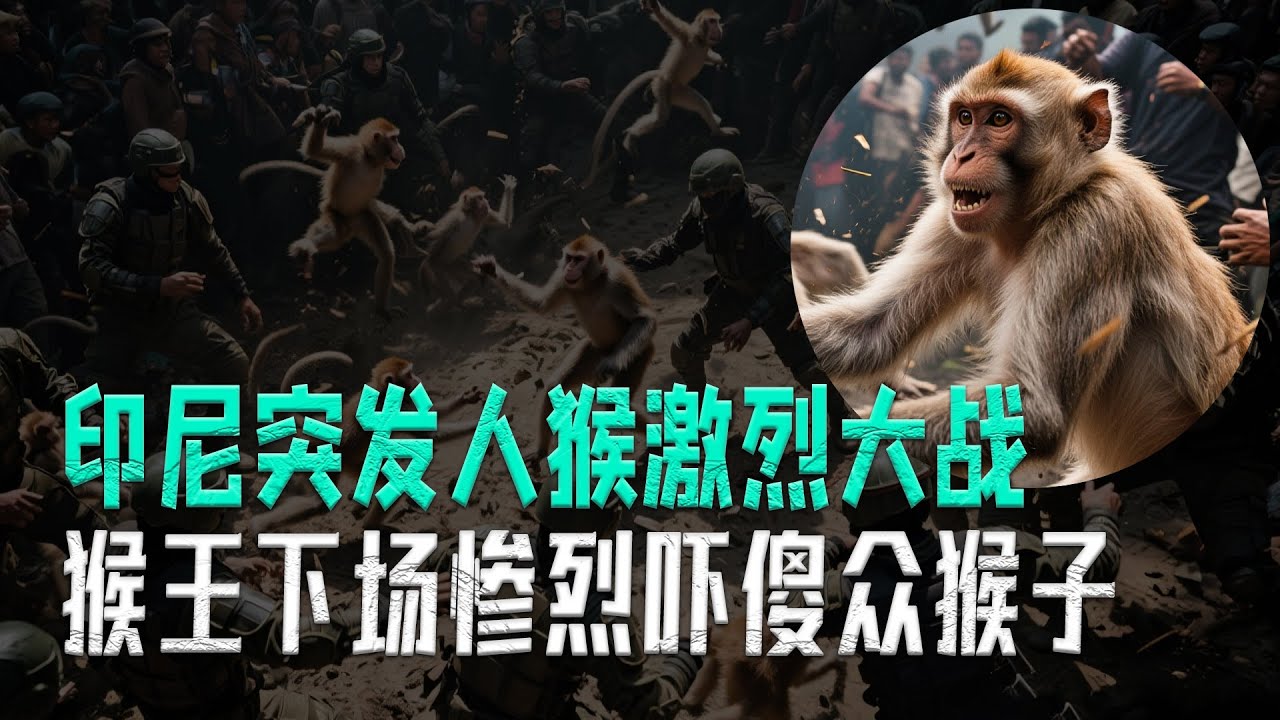 印尼突發人猴激烈大戰，囂張猴王被捕以儆效尤，慘烈下場嚇傻眾猴子！