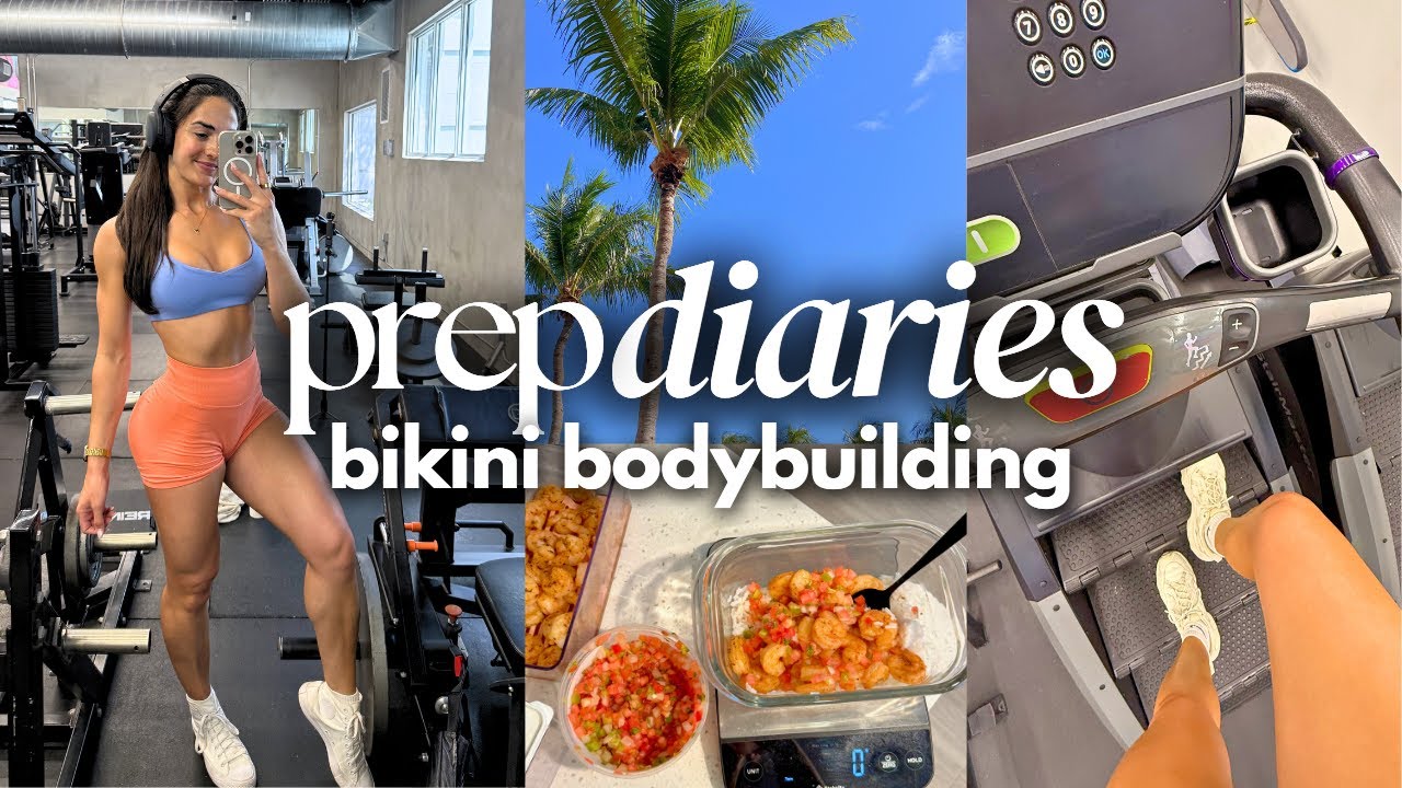DAY IN MY LIFE ON BIKINI PREP | what i eat to get lean, full leg workout & meal prep tips!