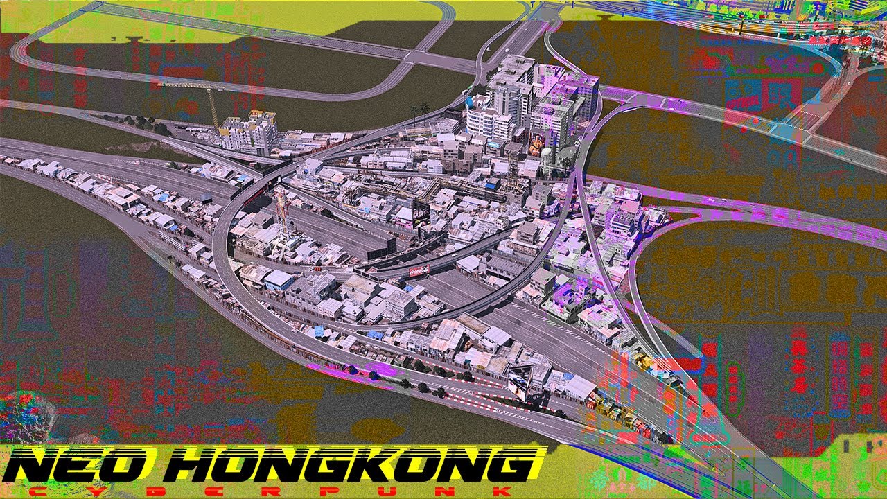Cities Skylines : Cyberpunk City  Neo HongKong Interchange [ 7 ]