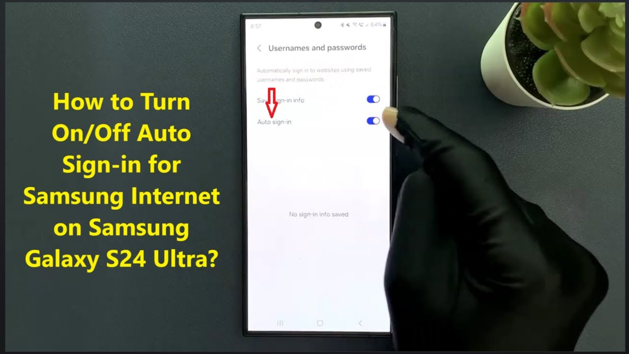 How to Turn On/Off Auto Sign-in for Samsung Internet on Samsung Galaxy S24 Ultra?