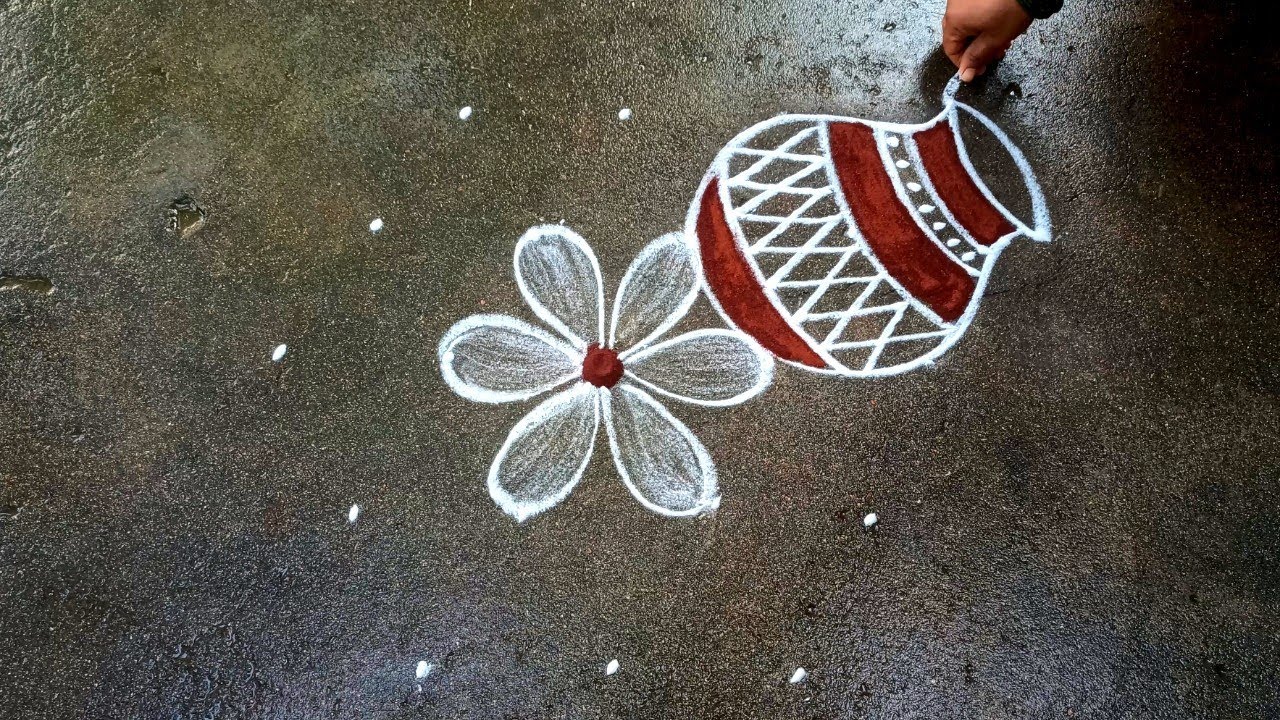 Pongal pot 2022 special kolam|sankaranti kundalu Muggulu|Bhogi kolam| thai Beautiful rangoli 5*3