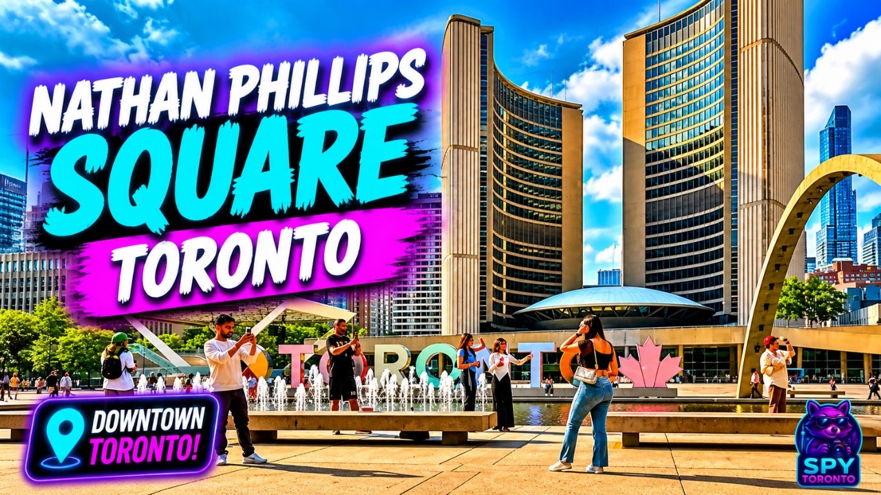 NATHAN PHILLIPS SQUARE TORONTO | URBAN LIFE, ARCHITECTURE, AND ICONIC SIGN IN 4K