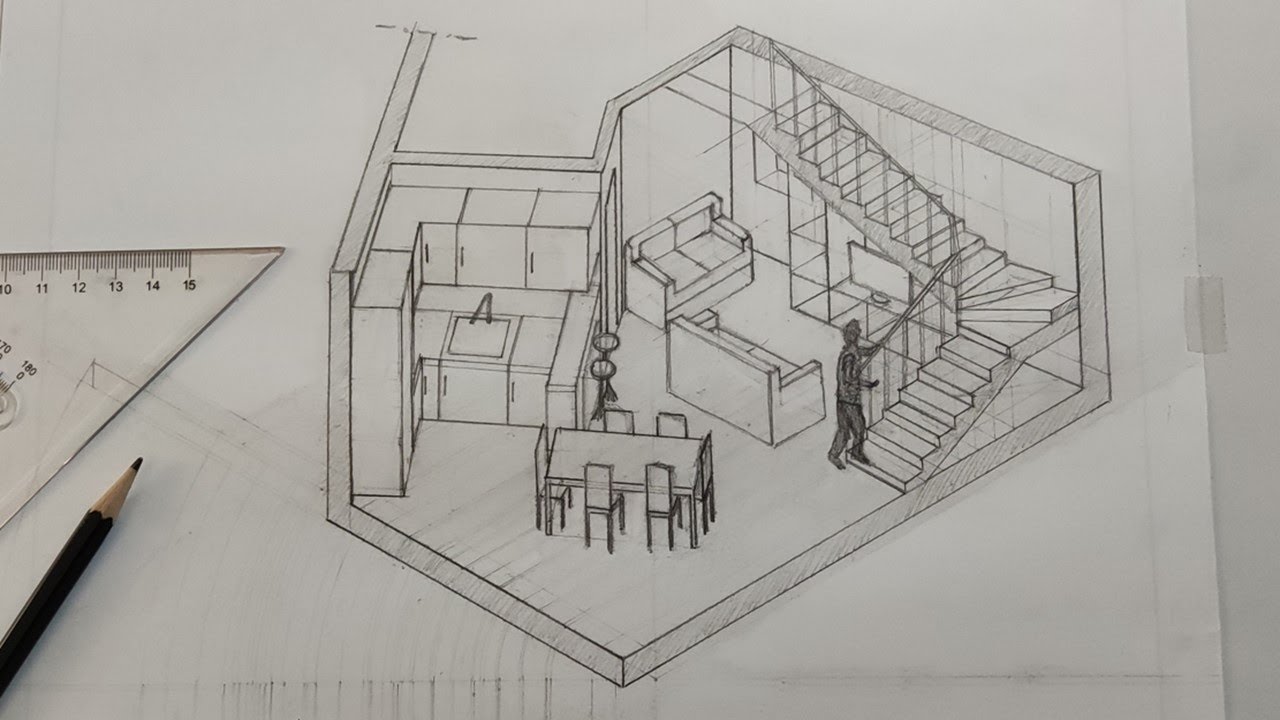 Spaccato assonometrico e disegno degli arredi - dal bidimensionale al tridimensionale