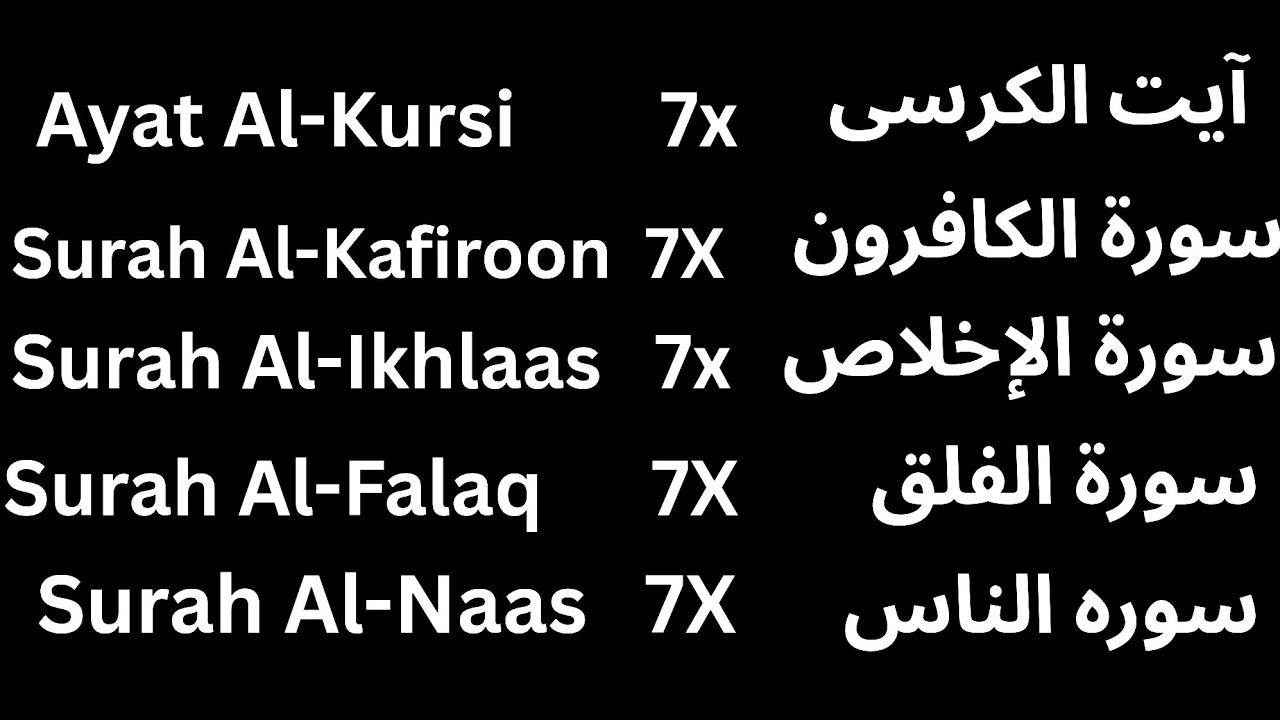 Ayat-ul-Kursi & 4 Quls 7 Times | Surah Kafiron, Ikhlas, Falaq, Naas | Powerful Protection Recitation