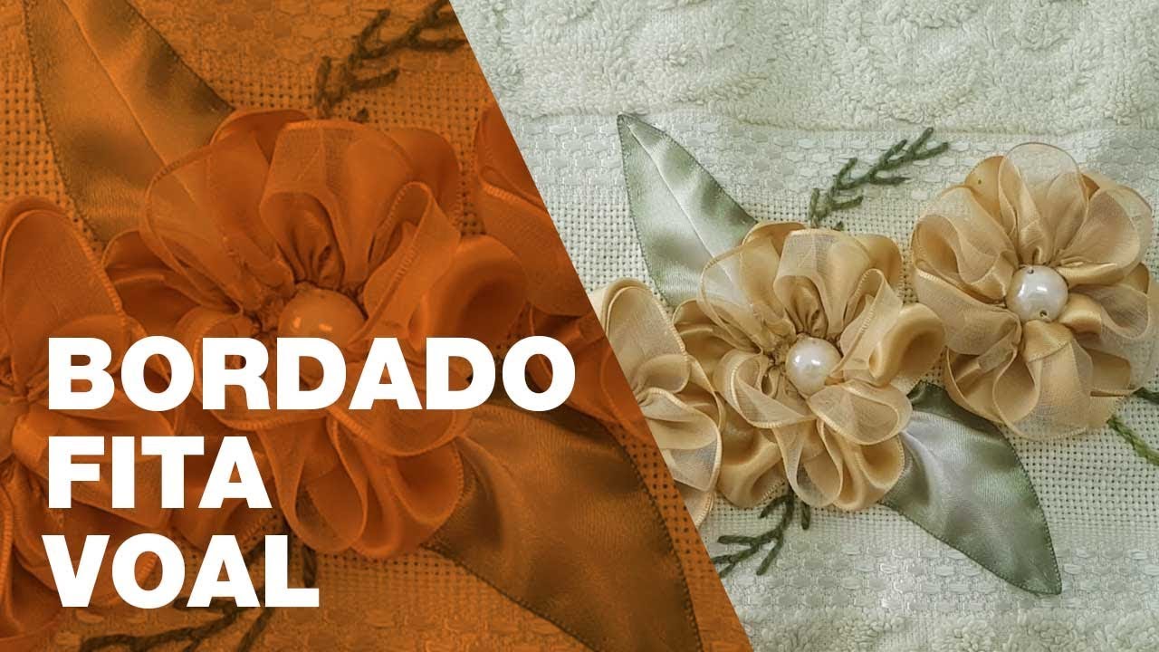 TOALHA DE VISITA BORDADA DE FITA VOAL COM CETIM! FAÇA VOCÊ MESMO COM ENEDINA BARBOSA