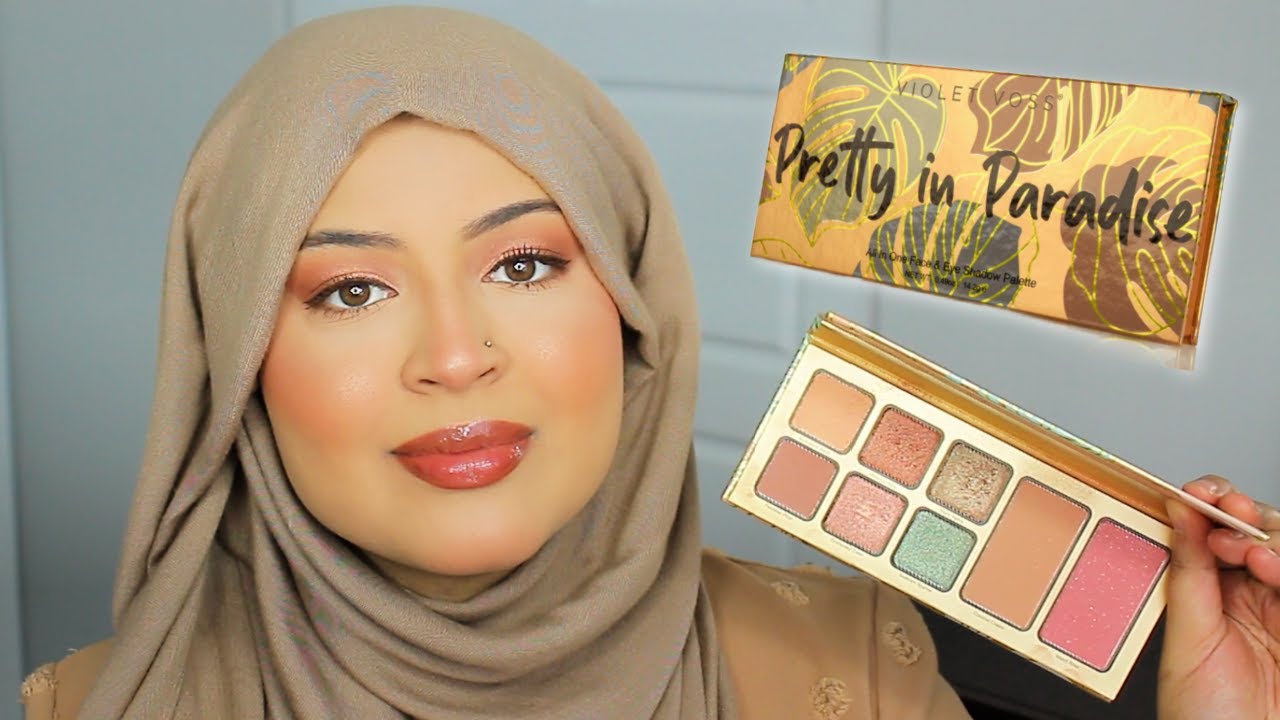 *NEW* VIOLET VOSS PRETTY IN PARADISE FACE & SHADOW PALETTE REVIEW & TUTORIAL | WARM GLOWY MAKEUP