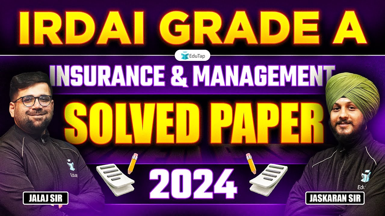 IRDAI Assistant Manager Previous Year Question Paper | IRDAI Phase 2 Insurance&Management Solved PYQ