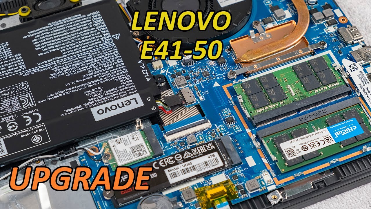 Обновление ноутбука💻Lenovo E41-50 | Установите/замените SSD в памяти M.2 и оперативной памяти.