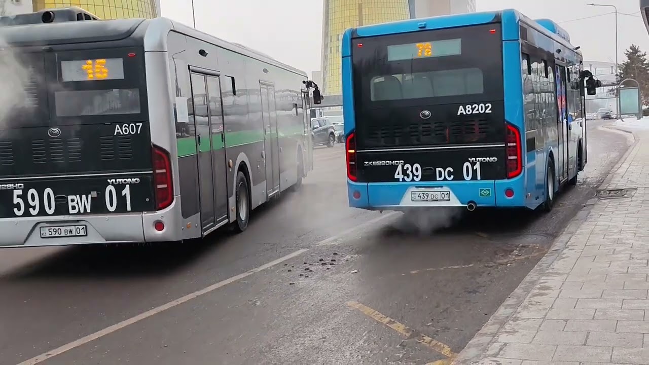 Астана. D217/L105 Iveco Urbanway 12m A8202/A607 Yutong ZK 6890/6128 HGQ/HG маршруты 19/30ый/78/15
