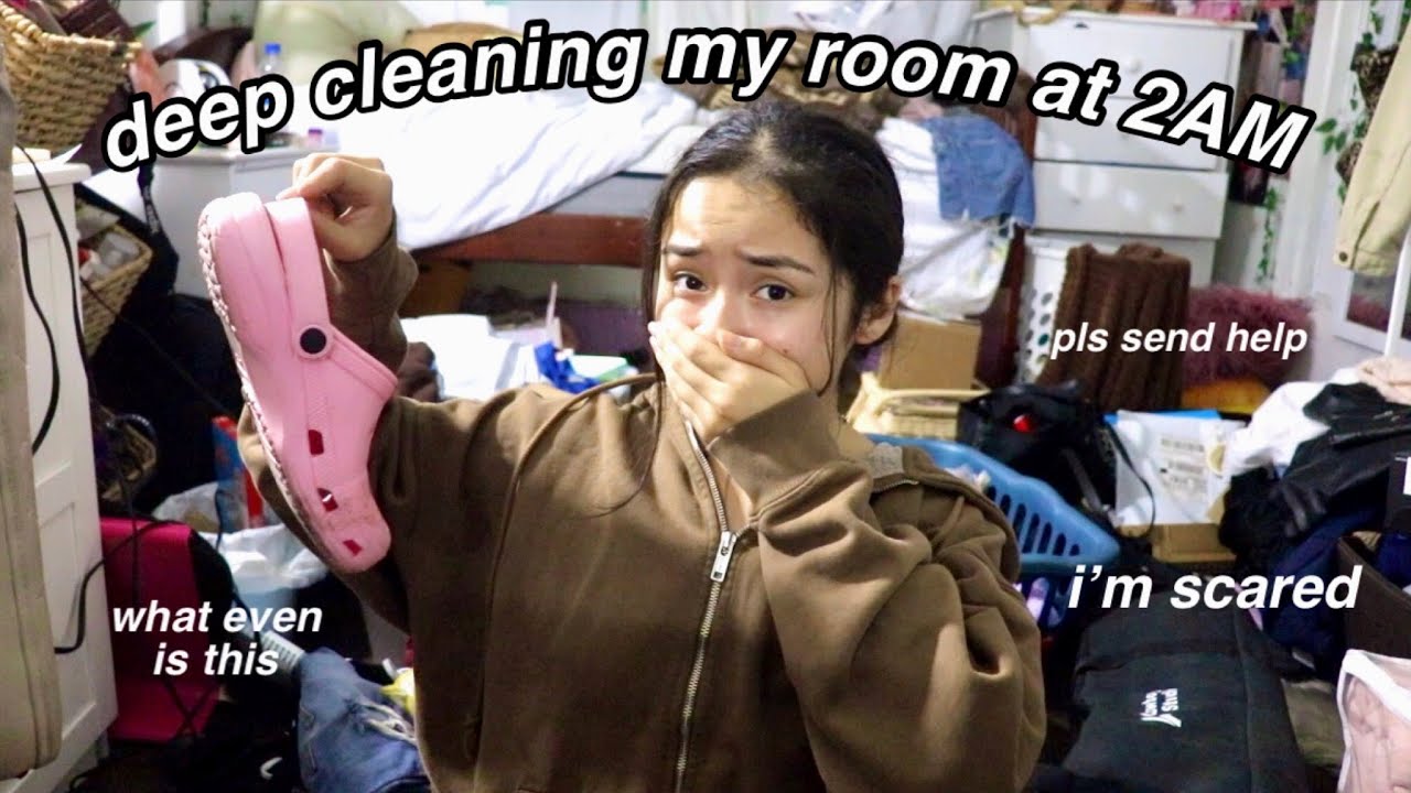 DEEP CLEANING MY MESSY ROOM AT 2AM *motivation to clean ur room*