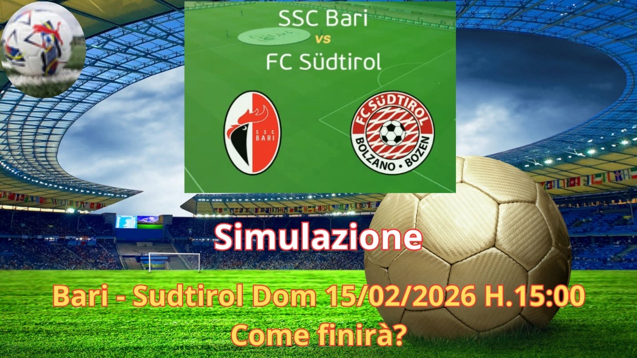 Bari - Sudtirol Dom 15/02/2026 H.15:00