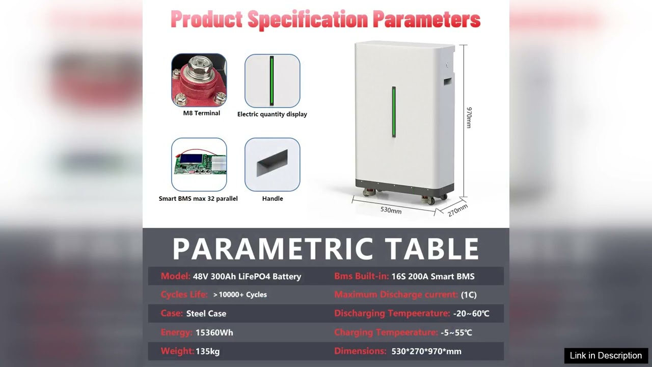 LiFePO4 Battery 48V 300Ah 15KW 51.2V 100Ah 600Ah Grade A Cells 10000+Cycles
