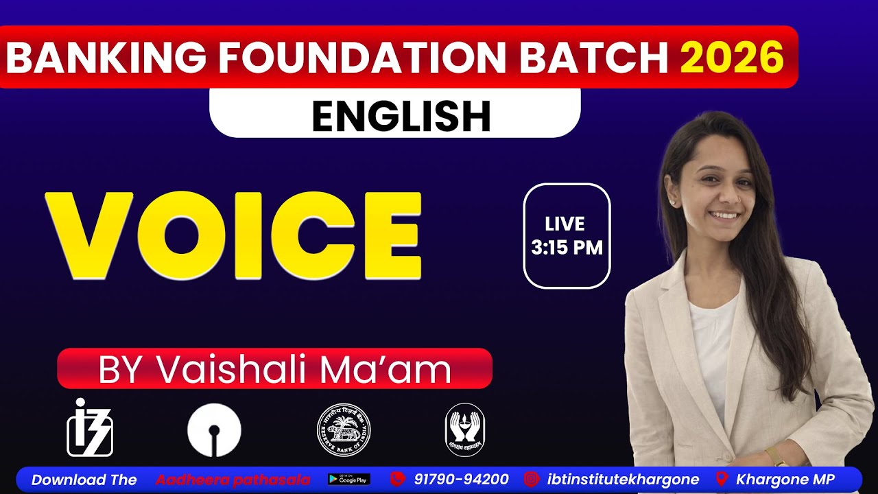 VOICE LECTURE - 1 |ENGLISH|BANKING-  FOUNDATION BATCH 2026 | BY VAISHALI MA'AM